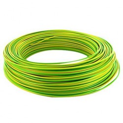 Bobine de 100m de fil de câblage souple section 1mm² vert/jaune