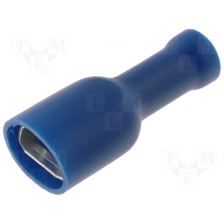 Cosse clip femelle 6,3mm bleue isolée