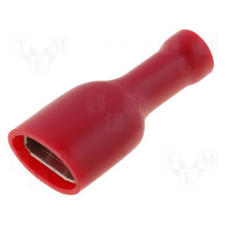 Cosse clip femelle 6,3mm rouge isolée