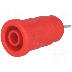 Douille de sécurité rouge pour fiche 4mm fixation par pression sortie sur cosse 6,3mm
