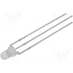Led 3mm 3 broches bicolore rouge 1120mcd / blanc froid 1560mcd 20mA 30° anode commune