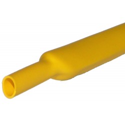 Gaine thermorétractable 12mm jaune - longueur de 1 mètre