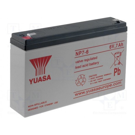 Batterie au plomb étanche Yuasa 6V 7Ah 151x34x97mm