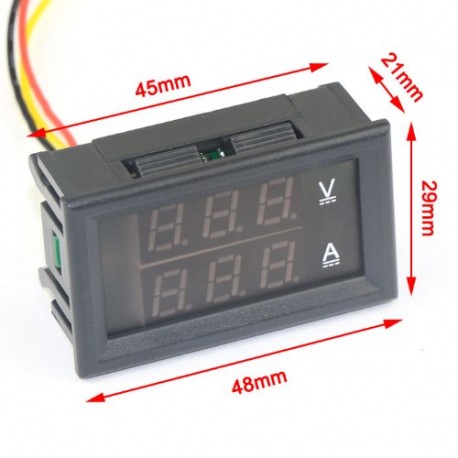 Module voltmètre ampéremètre numérique 0 à 100Vdc / 0 à 50Amp