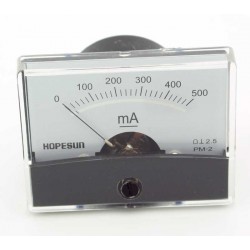 Galvanomètre milli-ampèremétrique 0 à 500 mA 60x47mm