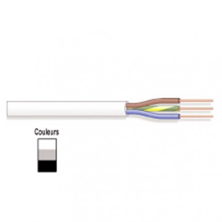 Câble gainé PVC souple 3x0,75mm² blanc