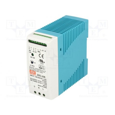 Alimentation chargeur rail-din Mean-Well 40W 90/264Vac - 27,6Vdc