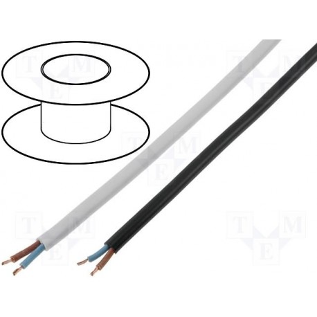 Câble secteur gainé PVC souple 2x1mm² noir