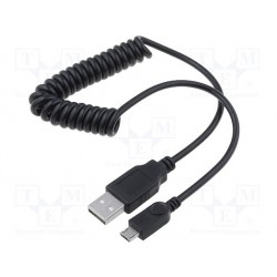 Cordon USB2 mâle A / micro USB-B 1 mètre spiralé