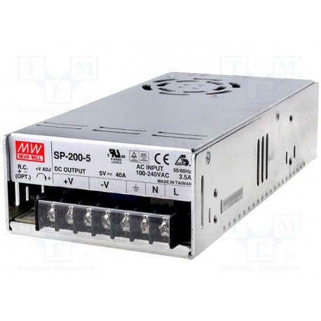 Alimentation Mean-Well 200W - 85/264Vac - 5Vdc - 40Amp.